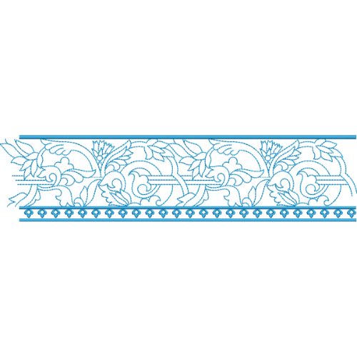 Elegant Floral Scroll Vine Repeating Decorative Border Lace Embroidery Design
