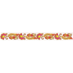 Elegant Paisley Floral Vine Repeating Decorative Border Lace Embroidery Design