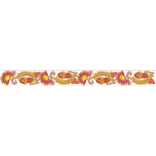 Elegant Paisley Floral Vine Repeating Decorative Border Lace Embroidery Design