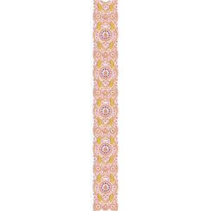 Elegant Ornamental Circular Medallion Vertical Decorative Lace Embroidery Border Design