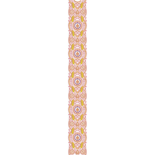 Elegant Ornamental Circular Medallion Vertical Decorative Lace Embroidery Border Design
