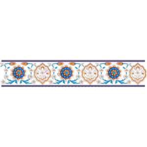 Elegant Floral Medallion Ornamental Repeating Decorative Border Lace Embroidery Design
