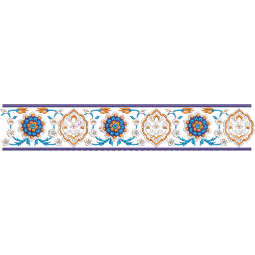 Elegant Floral Medallion Ornamental Repeating Decorative Border Lace Embroidery Design
