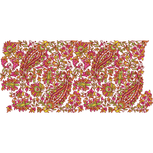 Elegant Paisley Floral Vine All-Over Decorative Lace Embroidery Panel Design