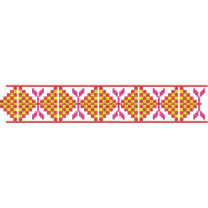 Elegant Geometric Diamond Mosaic Repeating Decorative Border Lace Embroidery Design
