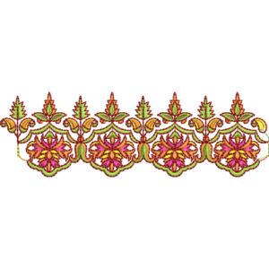 Elegant Scalloped Floral Scrollwork Repeating Decorative Lace Border Embroidery Design