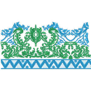 Elegant Baroque Scrollwork Chevron Ornamental Decorative Border Lace Embroidery Design