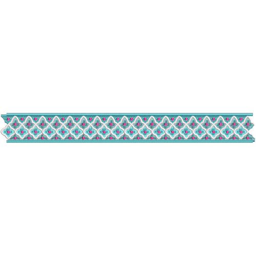 Elegant Floral Diamond Lattice Repeating Decorative Border Lace Embroidery Design