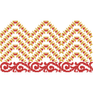 Elegant Chevron Floral Scalloped Border Decorative Lace Embroidery Design