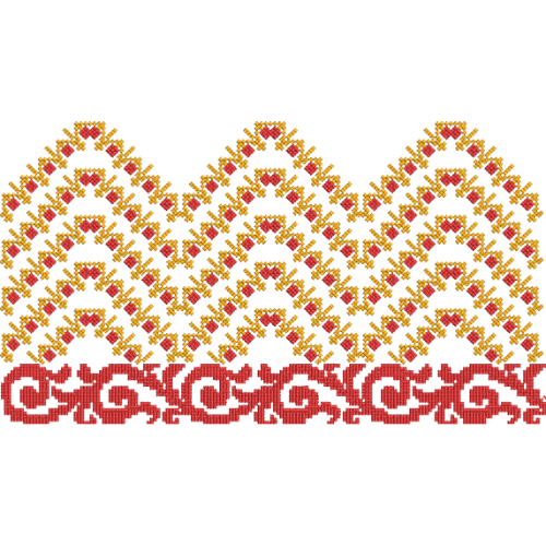 Elegant Chevron Floral Scalloped Border Decorative Lace Embroidery Design