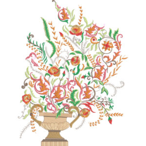 Elegant Ornamental Floral Urn Decorative Lace Embroidery Design
