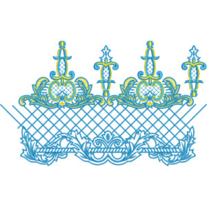 Elegant Ornamental Lattice Royal Crest Decorative Lace Embroidery Design