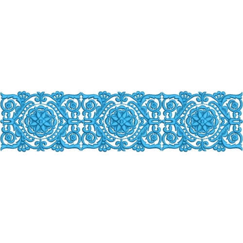 Elegant Floral Medallion Ornamental Border Lace Embroidery Machine Design