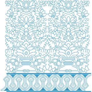 Elegant Floral Damask Panel with Geometric Border Lace Embroidery Machine Design