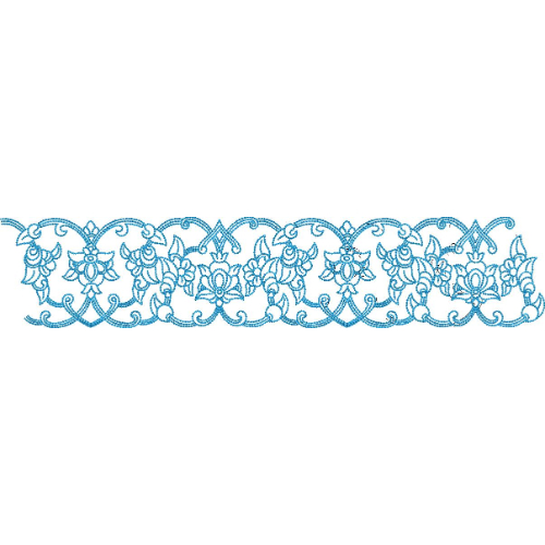 Elegant Floral Scroll Border Lace Embroidery Machine Design