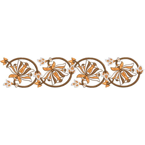Elegant Floral Circular Vine Border Lace Embroidery Machine Design
