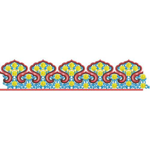 Elegant Scalloped Floral Lace Border Embroidery Machine Design