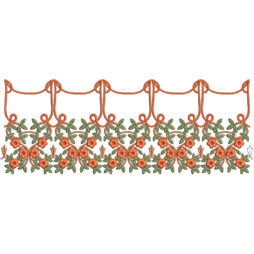 Elegant Floral Hanging Vine Border Lace Embroidery Machine Design
