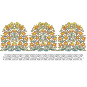 Elegant Floral Scalloped Border Lace Embroidery Machine Design
