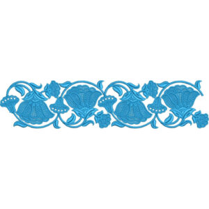 Elegant Floral Bell Motif Vine Border Lace Embroidery Machine Design