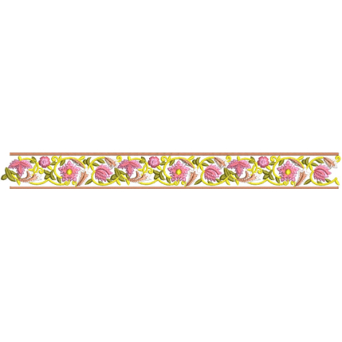 Elegant Floral Vine Border Lace Embroidery Machine Design