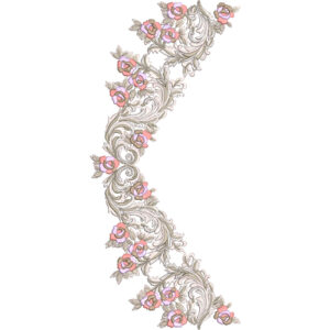 Elegant Floral Scroll Neckline Lace Embroidery Machine Design