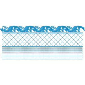 Elegant Ornamental Scroll Border with Diamond Mesh Lace Embroidery Machine Design