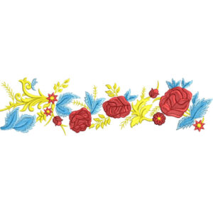 Elegant Rose Floral Vine Border Lace Embroidery Machine Design