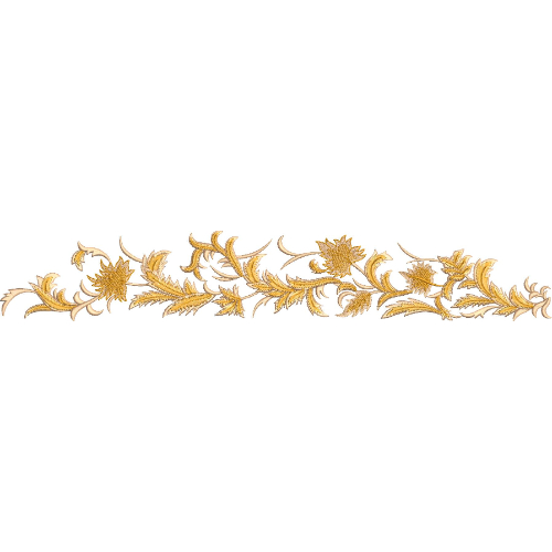 Elegant Golden Floral Scroll Vine Border Lace Embroidery Machine Design