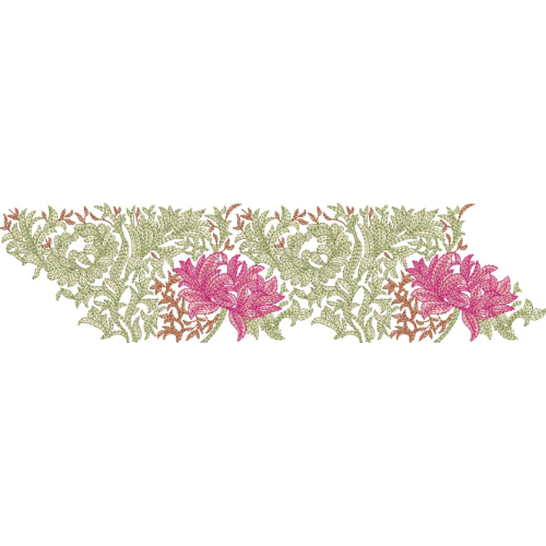 Elegant Floral Leafy Border Lace Embroidery Machine Design