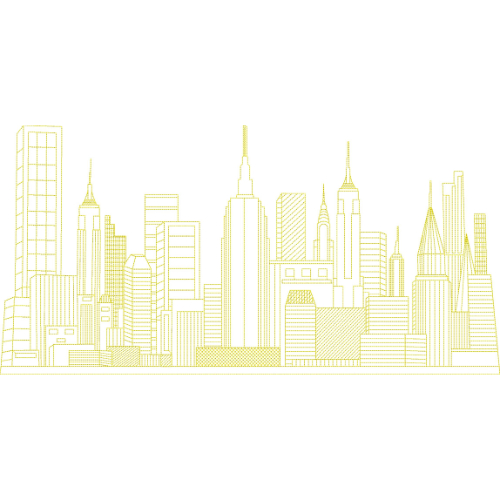 Elegant Modern City Skyline Outline Embroidery Machine Design