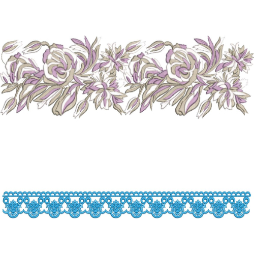 Elegant Floral Rose Border & Scalloped Lace Trim Embroidery Machine Design Collection