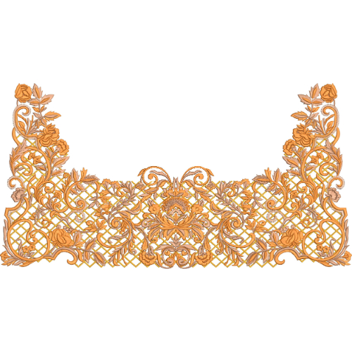 Elegant Ornamental Rose Neckline Lace Embroidery Machine Design