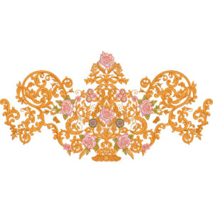 Elegant Ornamental Rose Scroll Neckline Lace Embroidery Machine Design