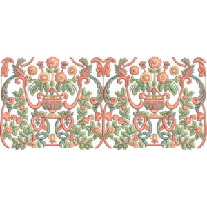 Elegant Floral Urn Damask Lace Embroidery Machine Design