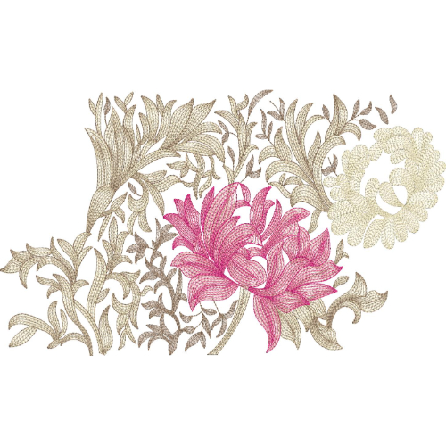 Elegant Chrysanthemum Floral Spray Lace Embroidery Machine Design