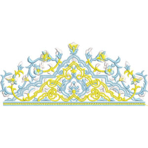 Elegant Floral Crown Border Lace Embroidery Machine Design