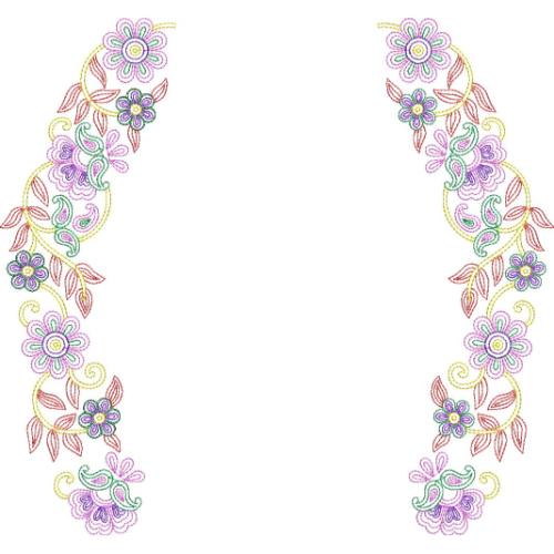 Elegant Floral Neckline Vine Lace Embroidery Machine Design Collection