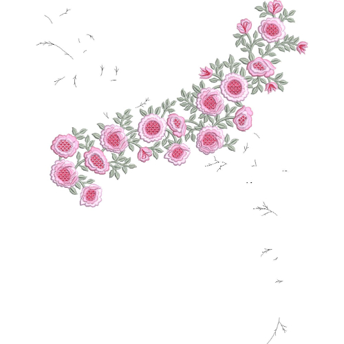 Elegant Pink Rose Corner Floral Lace Embroidery Machine Design