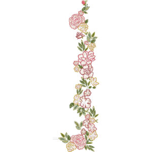 Elegant Vertical Floral Vine Lace Embroidery Machine Design
