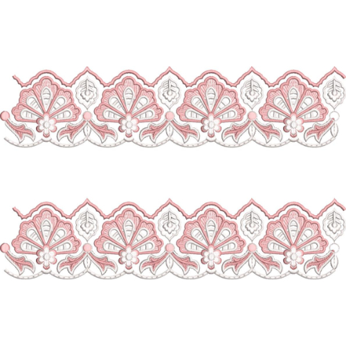 Elegant Scalloped Floral Lace Border Embroidery Machine Design Collection