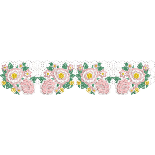 Elegant Floral Scalloped Lace Border Embroidery Machine Design