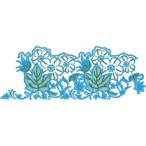 Elegant Floral Maple Leaf Border Lace Embroidery Machine Design