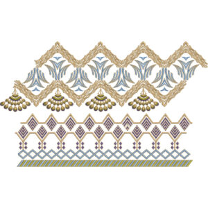 Elegant Geometric Chevron Border Lace Embroidery Machine Design Collection