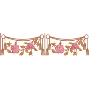 Elegant Rose Garland Tassel Border Lace Embroidery Machine Design