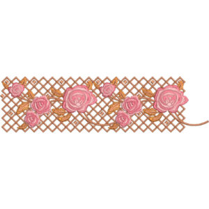Elegant Rose Lattice Border Lace Embroidery Machine Design