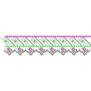 Elegant Geometric Floral Scalloped Lace Border Embroidery Machine Design
