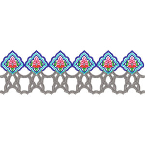 Elegant Floral Medallion Scalloped Lace Border Embroidery Machine Design