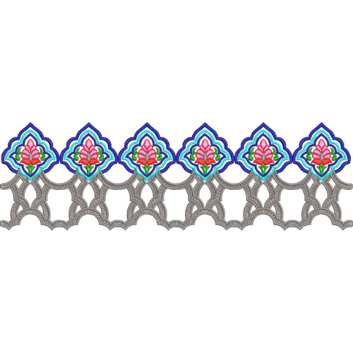 Elegant Floral Medallion Scalloped Lace Border Embroidery Machine Design