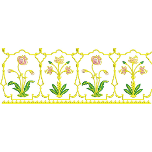 Elegant Floral Trellis Border Lace Embroidery Machine Design